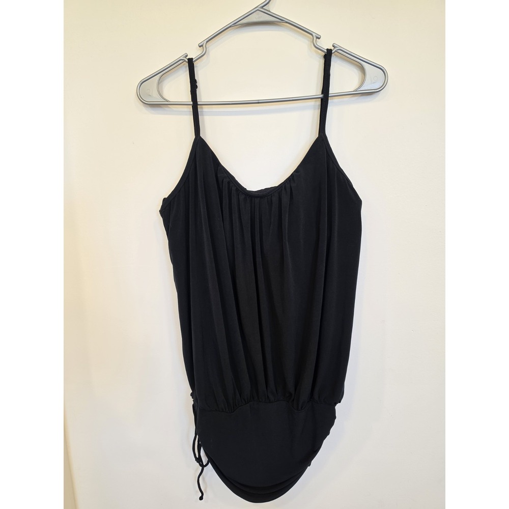 Magicsuit Black Swim Top Ruched Adjustable Drawstring Tankini Top Size 14